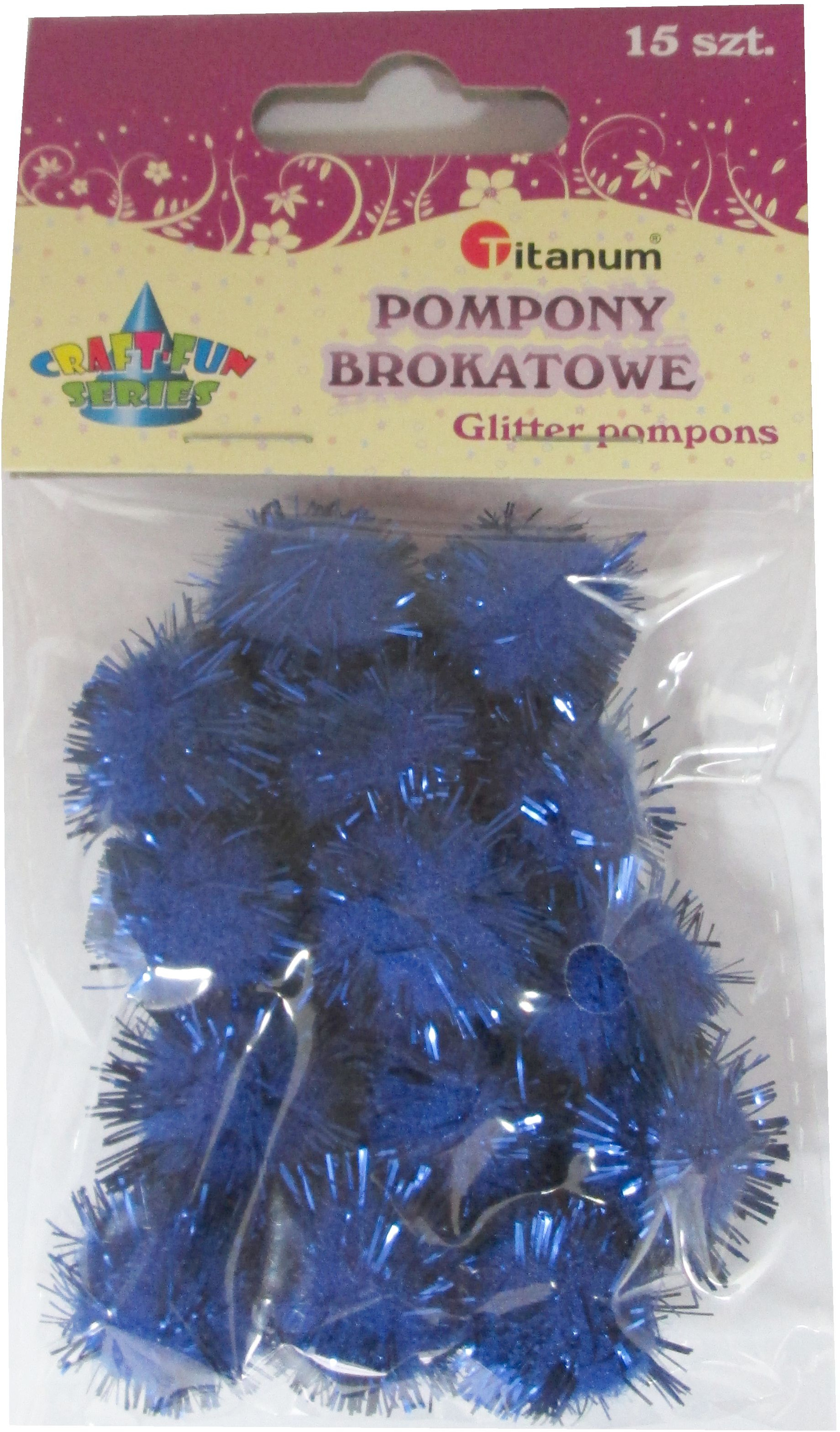 Titanum Pompon brokatowy ciemnoniebieski 15 sztuk 338548