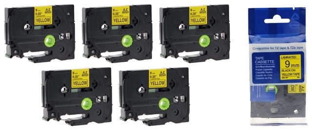 Brother Aimotech Taśma 5-pak zamiennik do 9mm/8m żółta czarny nadruk 5xTZE621 5xAZE621