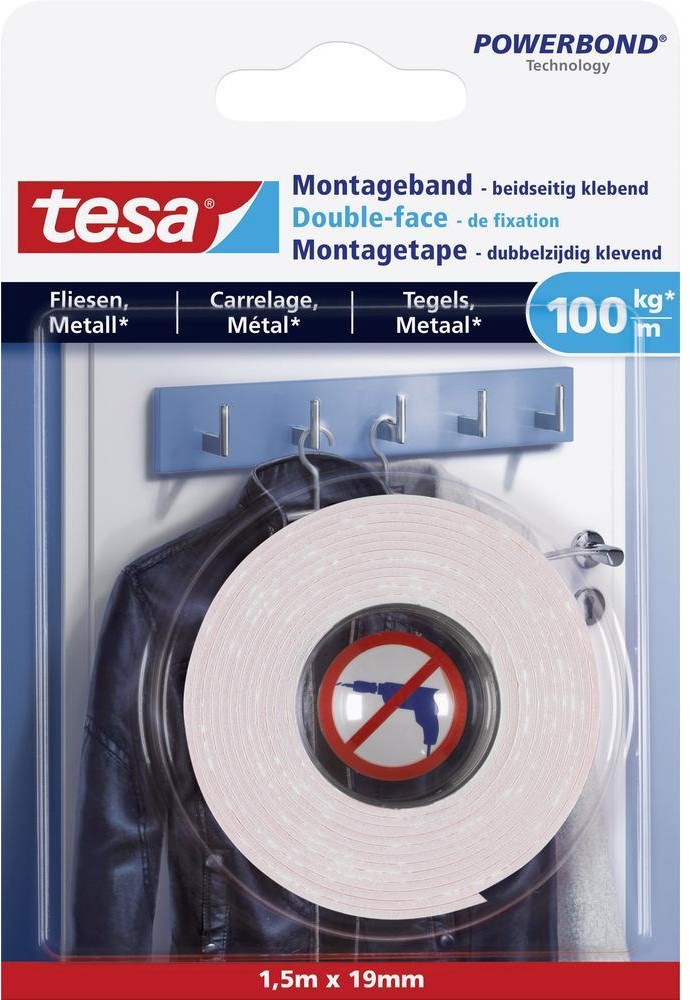 TESA Taśma montażowa POWERBOND DxS) 1500 mm x 19 mm 77746-00000-00 1 Rolka(ek)