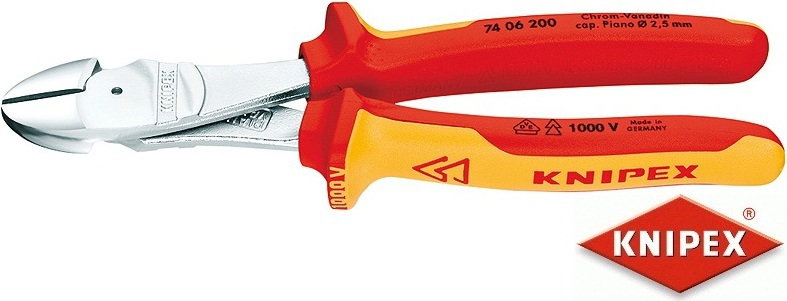 Knipex szczypce tnące boczne o zwiększonym przełożeniu, dwukomponentowe, izolowa