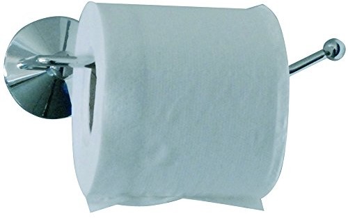 MSV 140326 supers przyssawki WC uchwyt na kołowrotek z chromowanego metalu/PCW, chromowany, 17,5 x 9 x 3 cm (965/140326)