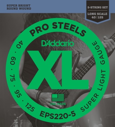 D'Addario EPS220  5 5-saiter Bass komplet strun 0,10 cm  0,32 cm (.040  .125 cala) EPS220-5