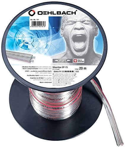 Oehlbach OEHLBACH Silver Line SP-15 posrebrzane przewód głośnikowy 2 X 1,5 MM, Mini cewki przezroczysty 20 m przezroczysty 181