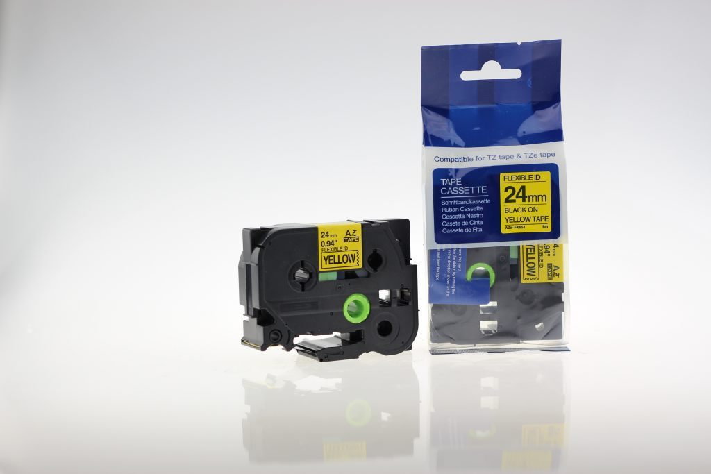 Brother Aimotech Taśma zamiennik do 24mm/8m żółta flexi czarny nadruk TZEFX651 A (AZEFX651)
