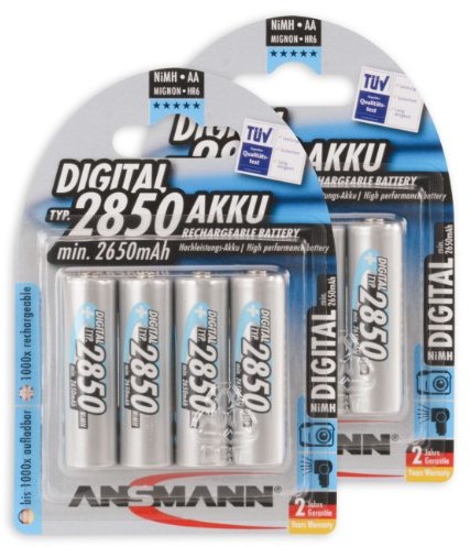 ANSMANN Ansmann Mignon akumulatorki typu AA do aparatu cyfrowego, niklowo-wodorkowe (NiMH), pojemność 2850 mAh, 8 sztuk w opakowaniu 5035092-590