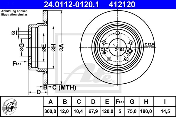ATE TARCZA HAM 24.0112-0120.1 BMW E32 730I 86-94, 735I 86-87  24.0112-0120.1