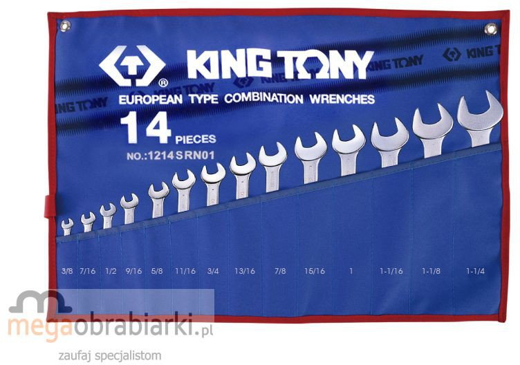 KING TONY Zestaw kluczy płasko - oczkowy 1214SRN01