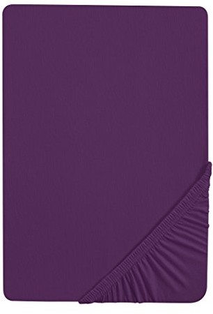 Biberna 77144/353/087 prześcieradło z gumką, z dżerseju ze streczem, z certyfikatem Öko-Tex Standard 100, przybliżone wymiary 180x200 cm do 200x200 cm, kolor dunkelviolett (ciemny fiolet) 77144/353/087