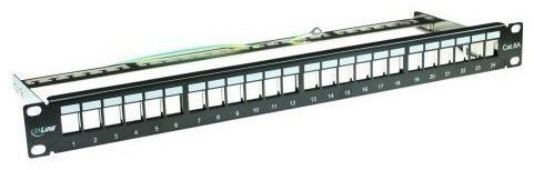 InLine 76824B Patch Panel 6 A 24-krotnie Keystone Snap-In leer blaszana 48,26 cm (19 cale) 1HE Czarny 4043718158942
