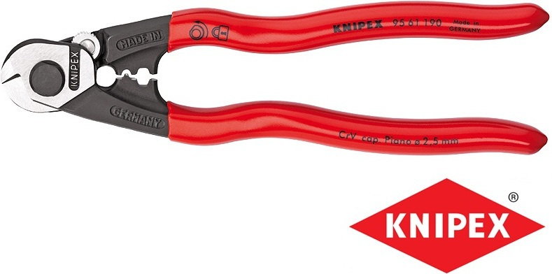 Knipex Nożyce do cięcia linek stalowych do 6 mm, rękojeści PCW (95 61 190, 95 61
