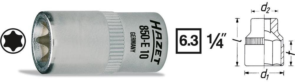Hazet Nasadka 1/4 6 3 mm) 850-E7 Torx zewnętrzny Długość netto 25 mm T 7