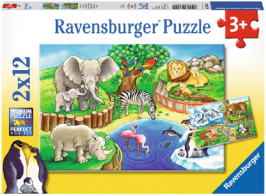 Ravensburger Puzzle 2x12 elementów Zwierzęta w zoo 07602