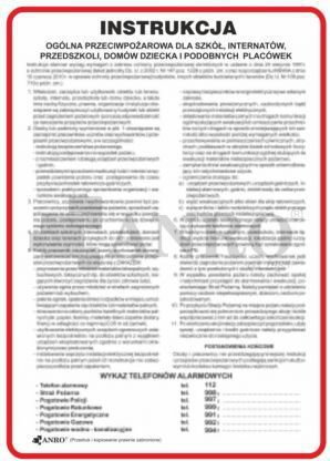 ANRO Instrukcja Ogólna Przeciwpożarowa dla szkół, internatów, przedszkoli, domów
