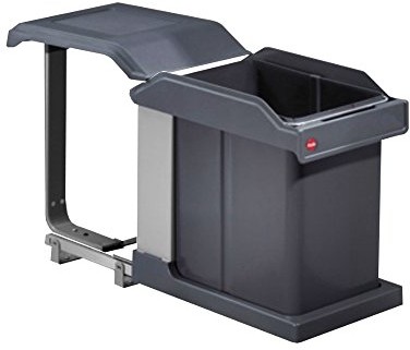 Hailo haefele pojemnik na odpady 20 LTR.  Solo nierdzewna szara kunststoffb 1 X 502.43.500 do montażu tylnego z drzwiami obrotowymi 3632101