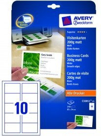 Avery Wizytówki Quick&Clean TM Zweckform jednostronne matowe białe 85 x 54 mm 25