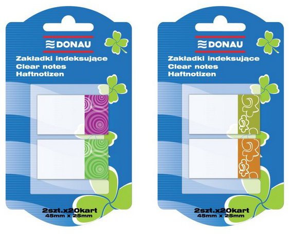 Donau Zakładki INDEKSUJĄCE 45x25 MIX WZORÓW 2 KOL X 20SZT