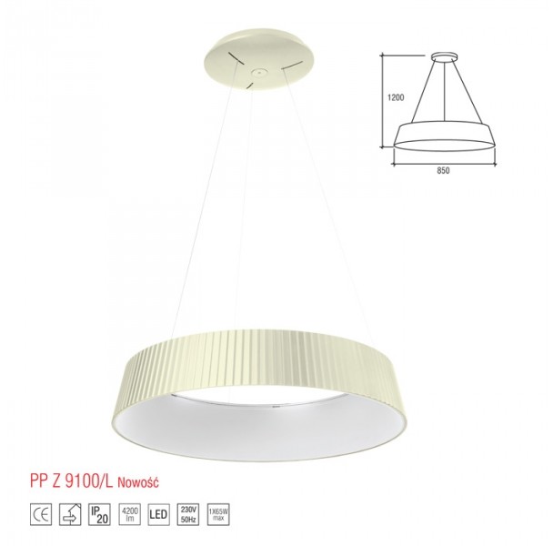 Light&More LM Z 9100/L NOWOCZESNA LAMPA WISZĄCA ŻYRANDOL LED 65W 3000K 4200lm = 350W WYPRZEDAŻ