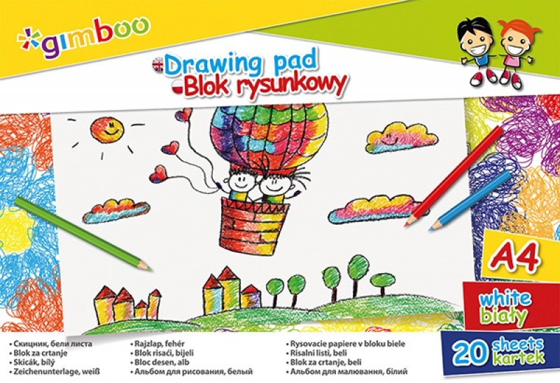 GIMBOO Blok rysunkowy A4 20 kart 70gsm biały