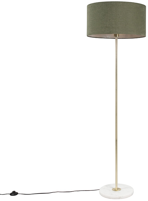 QAZQA Lampa podłogowa mosiądz klosz zielony 50cm - Kaso