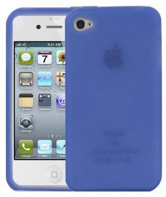 APPLE Logotrans Design Series silikonowe etui ochronne do iPhone 4, niebieski