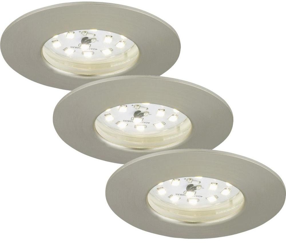Briloner Lampa do zabudowy LED zestaw 3 szt 7231-032 Siłownik do sterowania za pomocą aplikacji i dyfuzor można zamówić oddzielnie 470 lm 3000 K nikiel matowy)