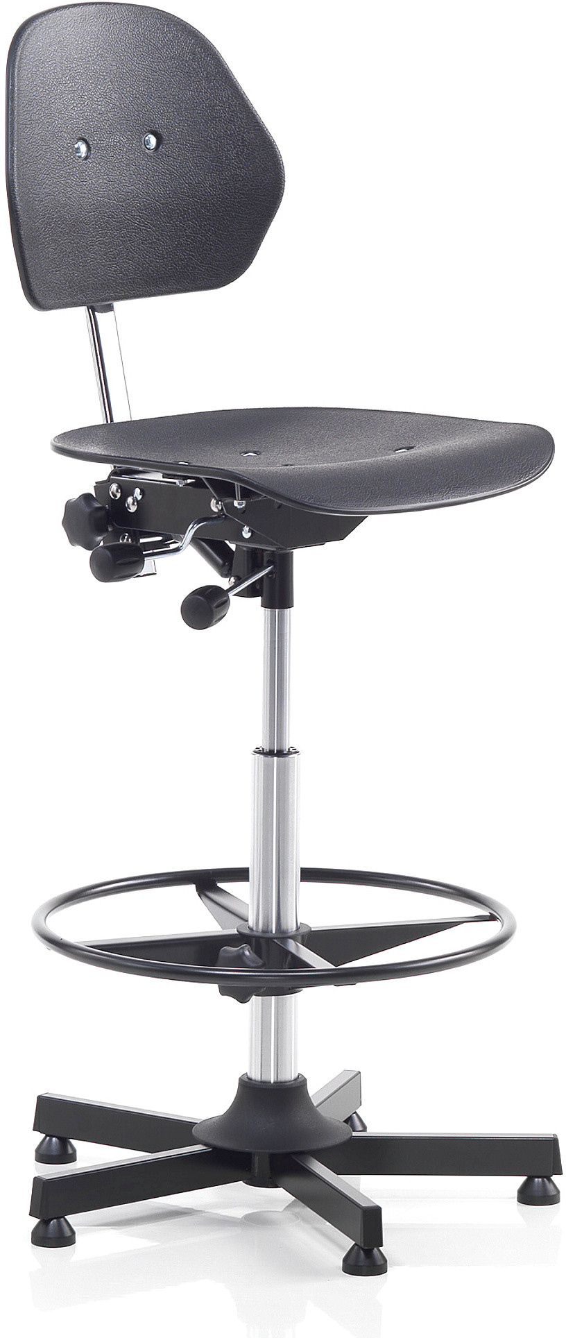 AJ Krzesło warsztatowe z podnóżkiem z tworzywa sztucznego w kolorze czarnym 254294 (254293)