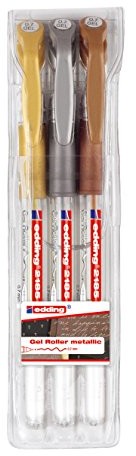 Edding 2185 długopis żelowy, metaliczne kolory, 0,7 mm, 3 sztuk w zestawie 4-2185-3999