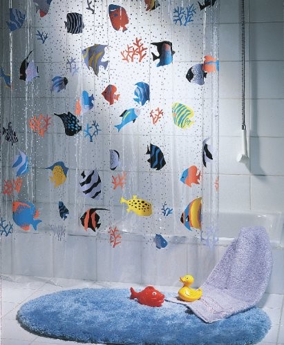 Spirella Fish Multicolor 10.21960 zasłona prysznicowa, winyl, wymiary szer. × wys.: 180 cm × 200 cm