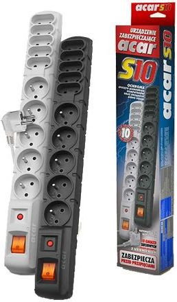 Acar Listwa zasilająca S10 3M CZARNY (10) (ACAR S10-3M-CZARNY)