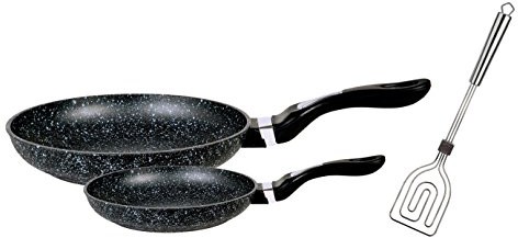 GSW 457538 Titanium Granit zestaw 2 patelni, odlew aluminium, z łopatką Scala, 50,1 x 29,3 x 5,2 cm, kolor czarny nakrapiany 457538