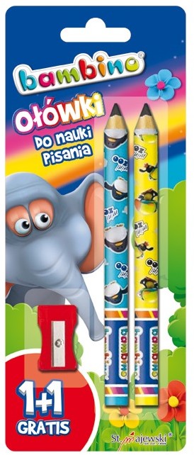Bambino Ołówki trójkątne do nauki pisania + temperówka