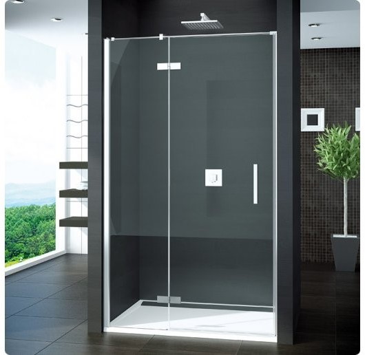 Ronal Sanswiss Sanswiss Pur Drzwi jednoczęściowe ze ścianką stałą w linii montaż z profilem przyściennym 90x200 cm prawe profile chrom szkło przezroczyste PU13PD0901007