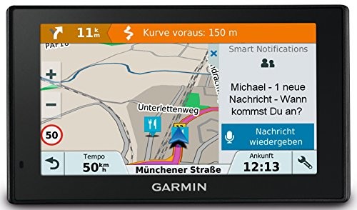 Garmin DriveSmart urządzenia nawigacyjnego ekran wyświetlacz, przez całe swoje życie aktualizacjami i informacji drogowych karty, Smart notifications, 13 cm (5), czarny 010-01680-12