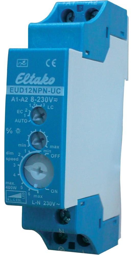 Eltako Ściemniacz uniwersalny EUD12NPN montaż na szynie DIN 100 W/400 W niebiesko-szar