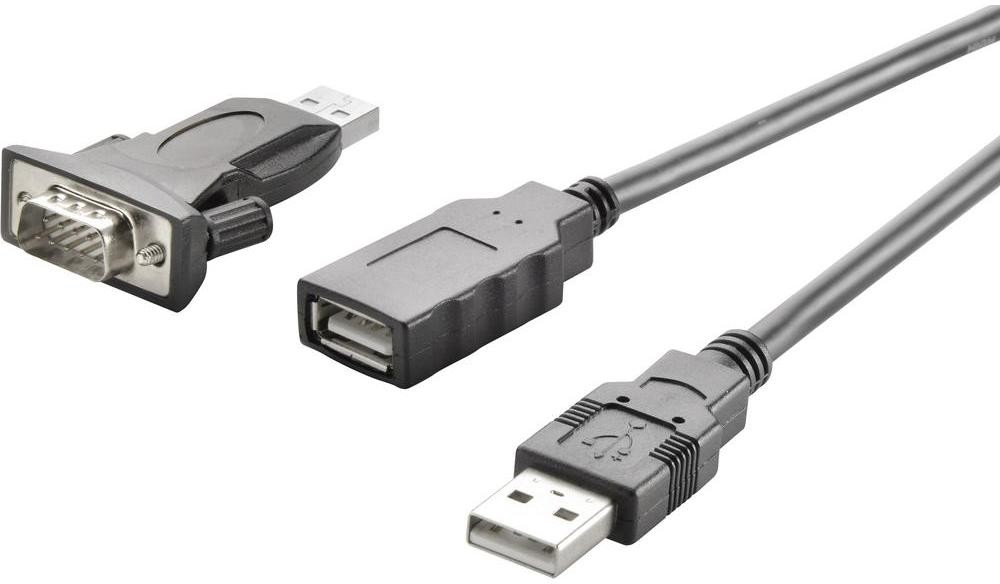 Renkforce Kabel USB 2.0 Szeregowy 1360254 [1x złącze męskie USB 2.0 A 1x złącze męskie D-SUB 9-pin] 1 m czarny