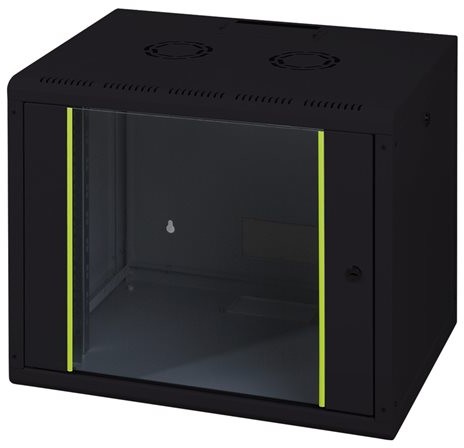 Digitus Szafa 19inch Wall Cabinet 12HE RAL9005 black without tray with glas door DN-19 12-U-SW