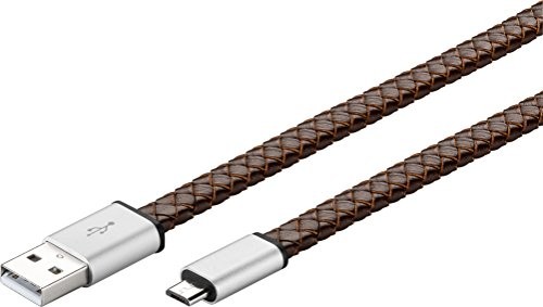 Goobay prawdziwej skóry USB Sync/kabla ładującego, brązowy 44182