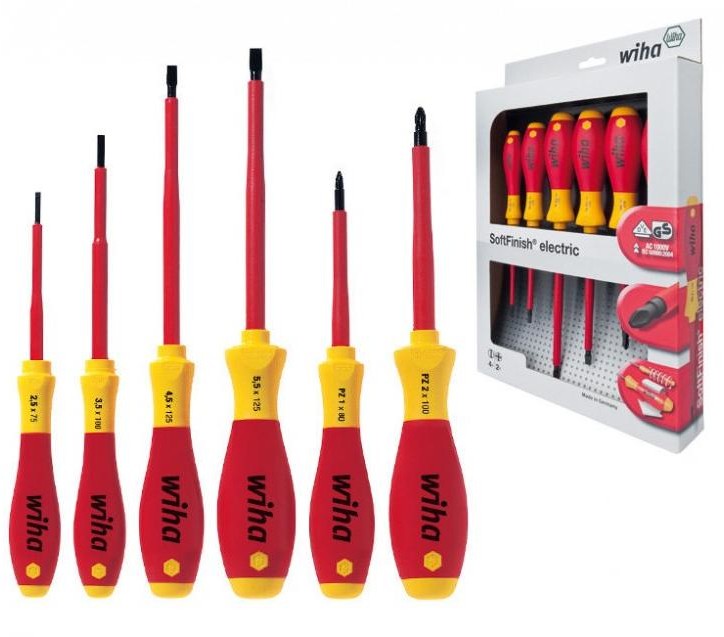 Wiha Zestaw wkrętaków płaskich/ PZ, SoftFinish electric, 6-cz. (25477)