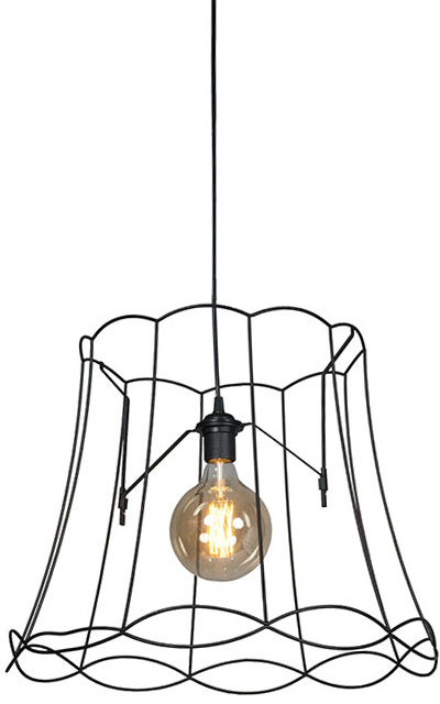 QAZQA Lampa wisząca retro czarna 50cm - Granny Frame