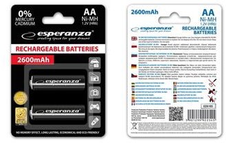 Esperanza Akumulatorki AA 2600mAh 2szt. czarne EZA105