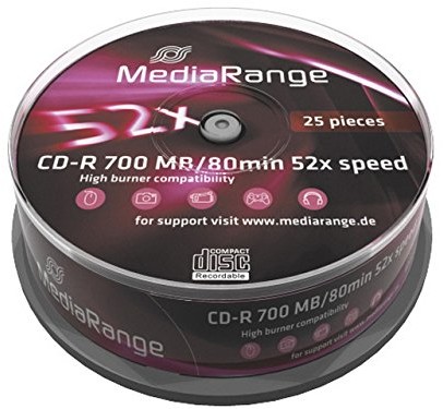MediaRange MR201 półfabrykaty CD-R (52 X High-Speed, 700 MB/80 min., 25-częściowy Spindle) 4260057125002