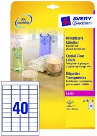 Avery Zweckform Etykiety przezroczyste Crystal Clear; A4, 25 ark./op., 45,7 x 25