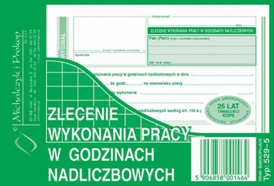 Michalczyk&Prokop ZLECENIE WYKONANIA PRACY W GODZ.NADLICZBOWYCH