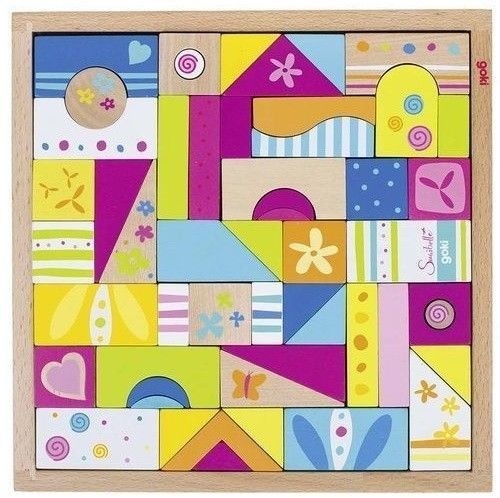 Goki Drewniana bajkowa mozaika SUSIBELLE - KLOCKI z drewna, zestaw 53 el., 3 lat
