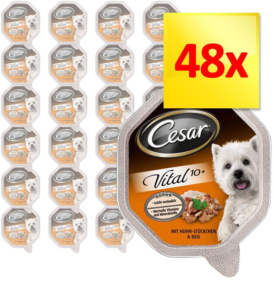 Cesar Senior Vital 10+, 24 x 150 g - Kurczak i ryż
