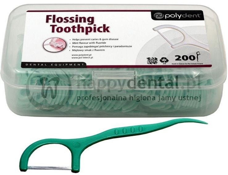 POLYDENT Flossing Toothpick 200szt. - nicio-wykałaczki do bezpiecznego oczyszcza