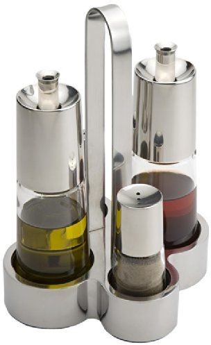 Zestaw akcesoriów kuchennych PINTI / 4-częściowy zestaw ze stojakiem / solniczka, pieprzniczka, butelka do octu i butelka do oleju 8411796081234