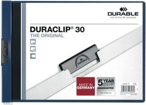 Duraclip Durable 30 A4 poziomy, Skoroszyt zaciskowy, 1-30 kartek, kolor granatow