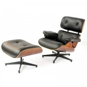 DotDesign Fotel Luce inspirowany Lounge Chair czarny z podnóżkiem DD-Luce