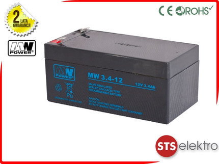 MW Power Akumulator AGM MW 3.4-12 12V 3.4Ah T1